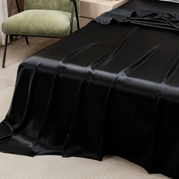 EleganzSchwarz | Satin-Bettwäsche in edlem Schwarz - Brezella