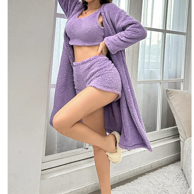 KuschelFlieder | Flanell-Pyjama-Set mit Femininer Note - Brezella