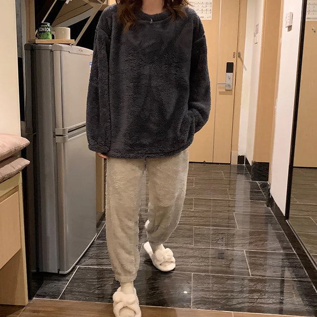 FluffigeNacht | Damen Pyjama Set aus weichem Fleece - Brezella
