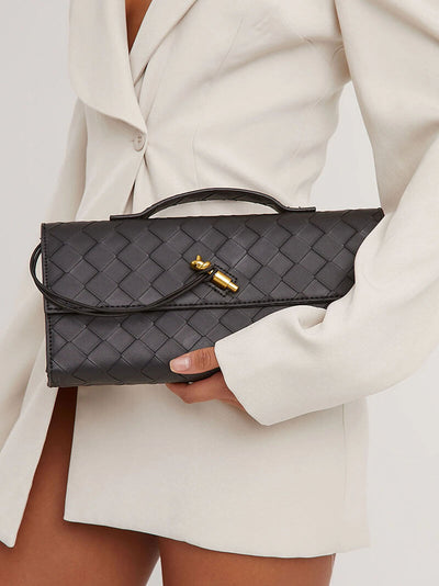 GoldenWeave | Elegante Flechttasche mit edlem Goldverschluss - Brezella