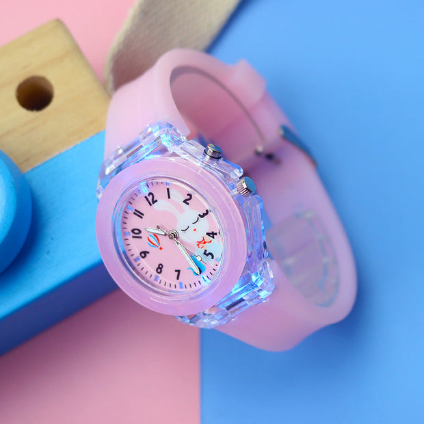GlowTime | Leuchtende Kinderuhr mit buntem Design - Brezella