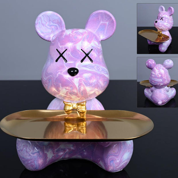 ResinBär | Charmante Bärenfigur mit dekorativem Tablett - Brezella