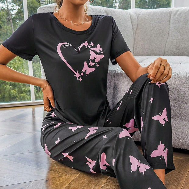 FlügelLuxe | Damen-Pyjama mit zartem Butterfly-Design - Brezella