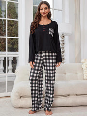 PlaidTraum | Elegantes Karomuster Pyjama-Set für Damen - Brezella