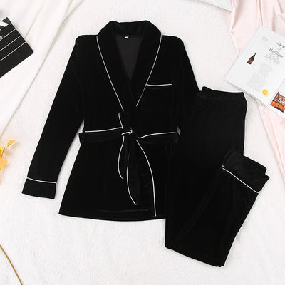 SamtZauber | Damen-Luxus-Set aus Kimono und Pyjama - Brezella