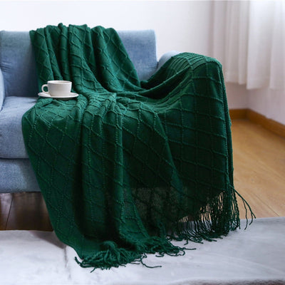 BohoBrise | Stilvolle Strickdecke mit Quasten - Brezella