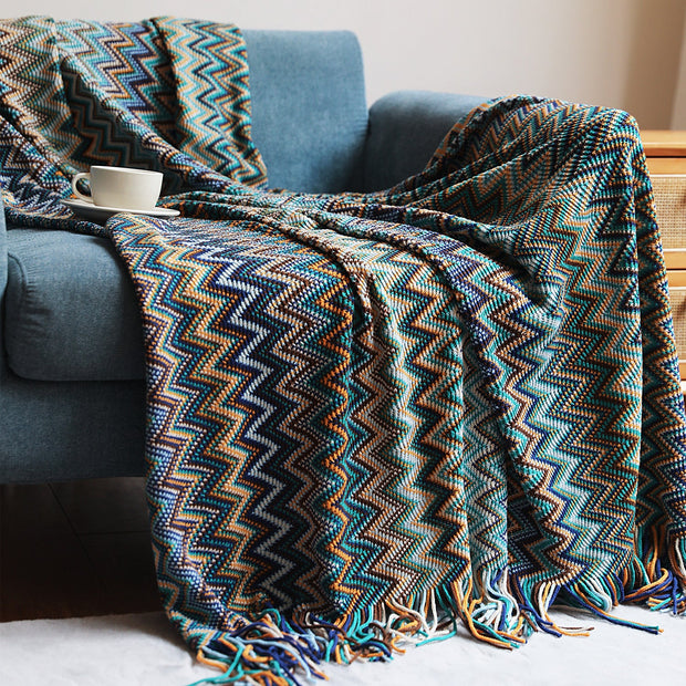 BohoBrise | Stilvolle Strickdecke mit Quasten - Brezella