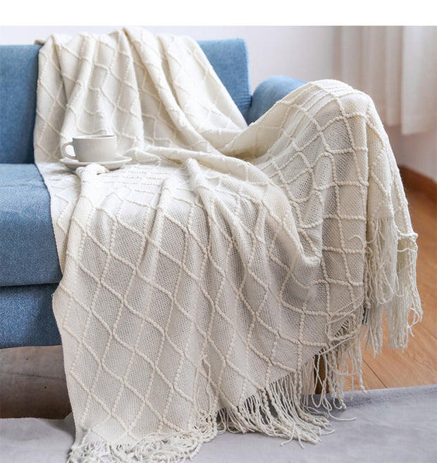BohoBrise | Stilvolle Strickdecke mit Quasten - Brezella