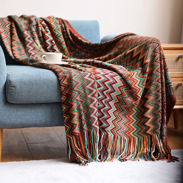 BohoBrise | Stilvolle Strickdecke mit Quasten - Brezella