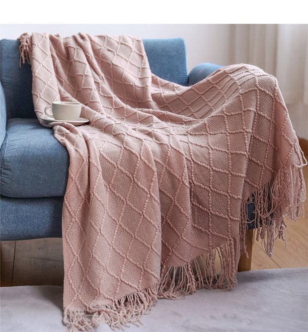 BohoBrise | Stilvolle Strickdecke mit Quasten - Brezella