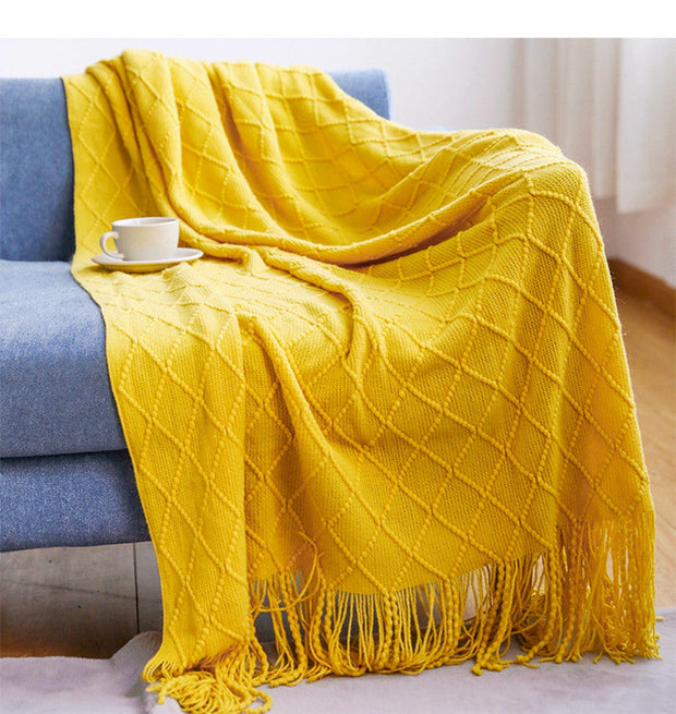 BohoBrise | Stilvolle Strickdecke mit Quasten - Brezella