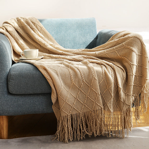 BohoBrise | Stilvolle Strickdecke mit Quasten - Brezella