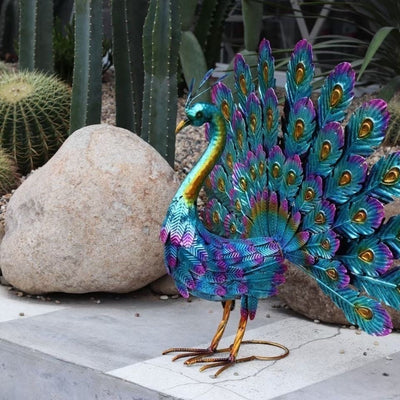 GlowPlume | Elegante Pfauenstatue mit massivem Fuß - Brezella