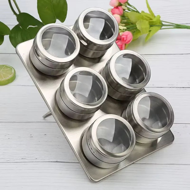 GewürzFix | Set aus 6 magnetischen Gewürzdosen für mehr Übersicht - Brezella